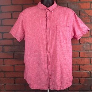 Tenth + Ocean Men's XL Red Linen Button Up Shirt –‎ Casual Summer
